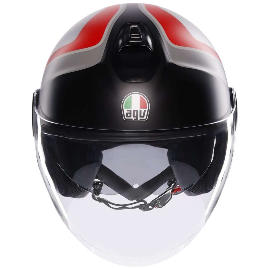 Casque Moto Jet AGV ETERES SCAGLIERI Gris Mat Rouge
