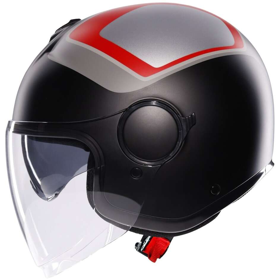Casque Moto Jet AGV ETERES SCAGLIERI Gris Mat Rouge