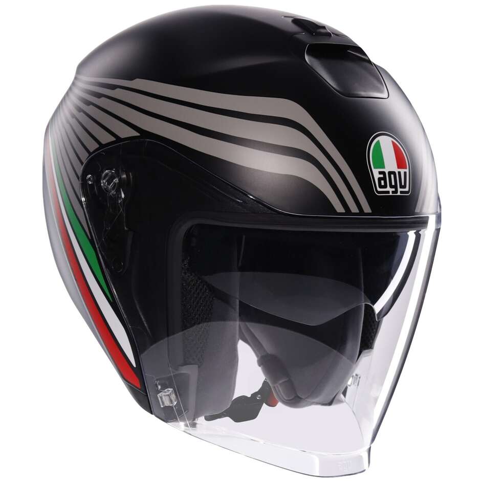 Casque Moto Jet AGV IRIDES BOLOGNA Noir Mat Tricolore