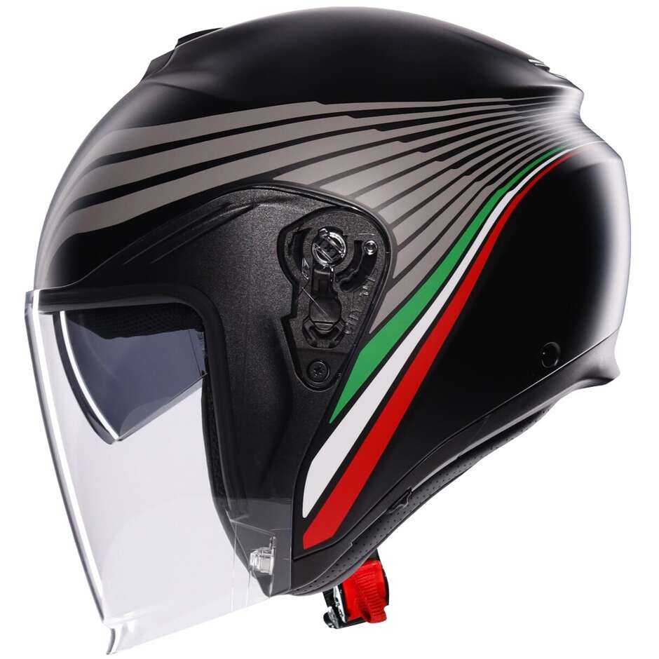 Casque Moto Jet AGV IRIDES BOLOGNA Noir Mat Tricolore