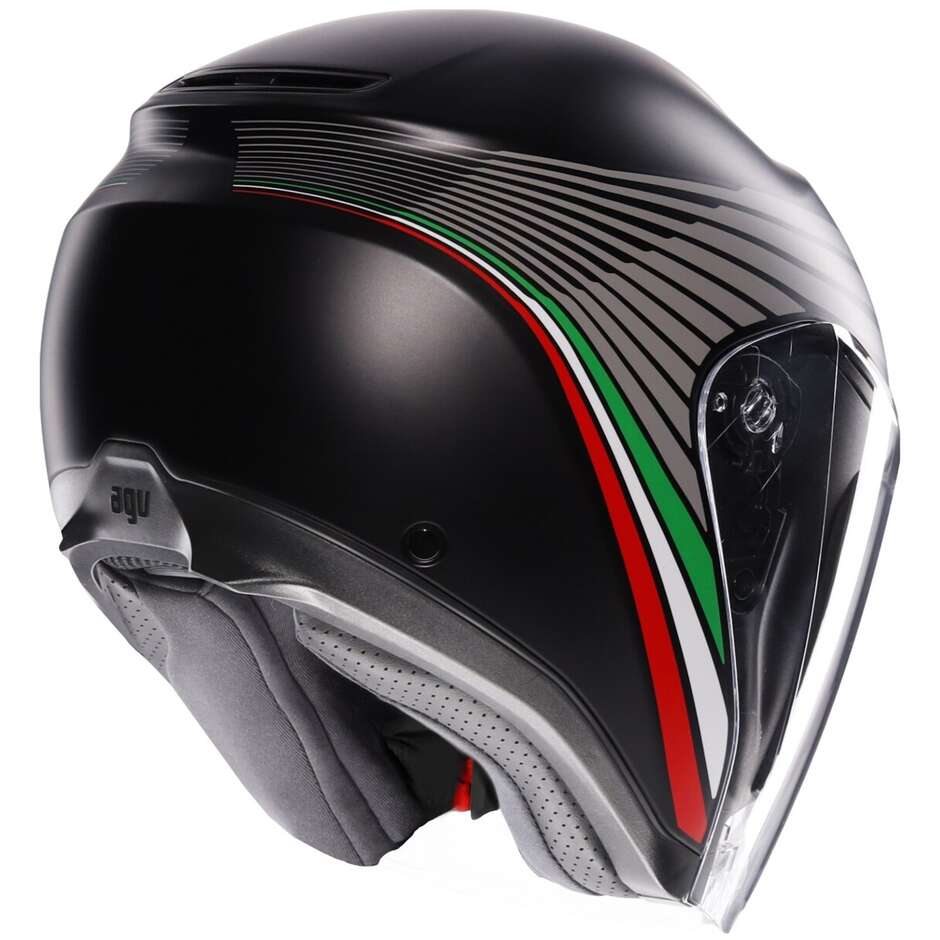 Casque Moto Jet AGV IRIDES BOLOGNA Noir Mat Tricolore