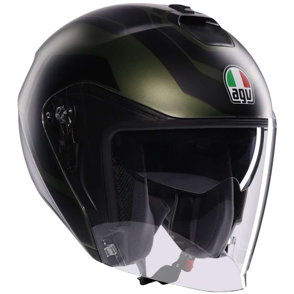 Casque Moto Jet AGV IRIDES SAKAI Vert Mat Noir