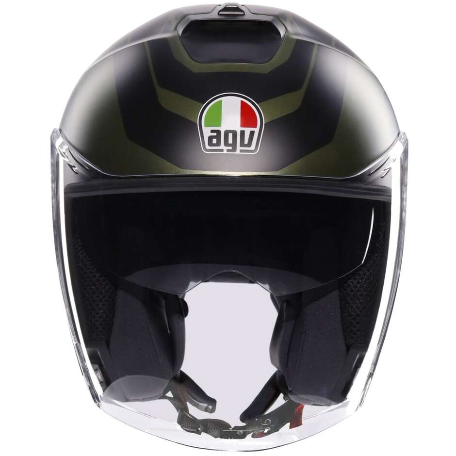 Casque Moto Jet AGV IRIDES SAKAI Vert Mat Noir