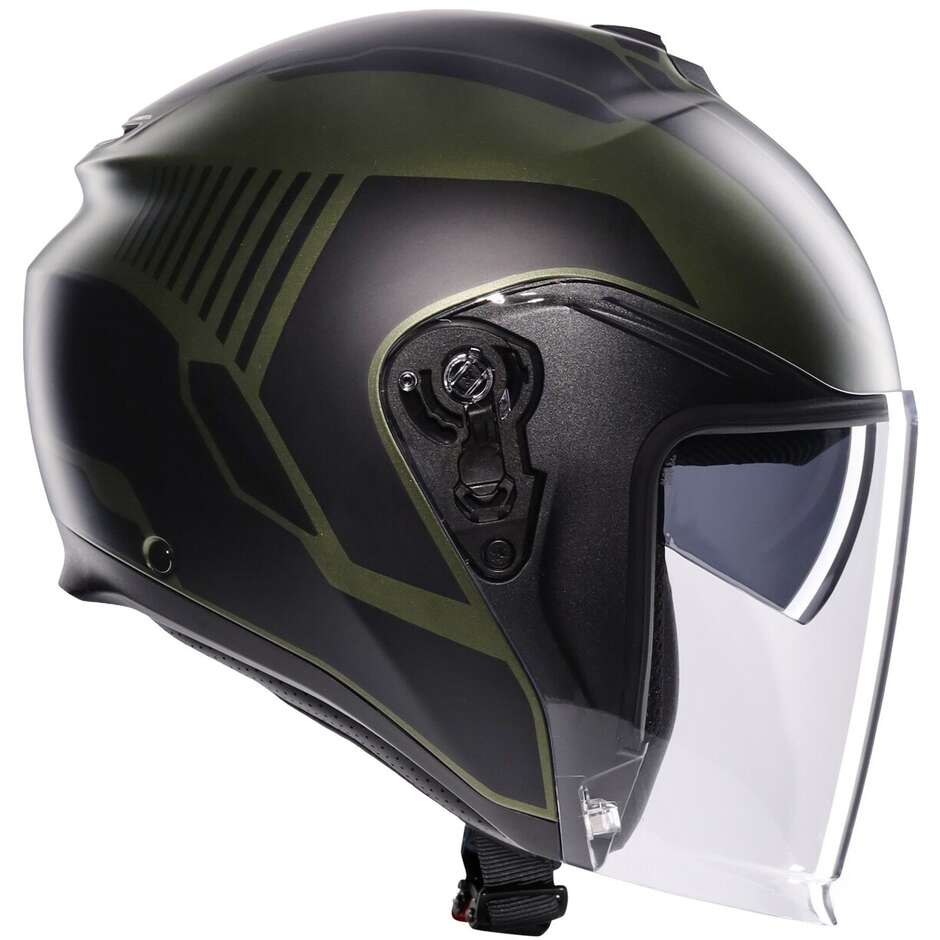 Casque Moto Jet AGV IRIDES SAKAI Vert Mat Noir