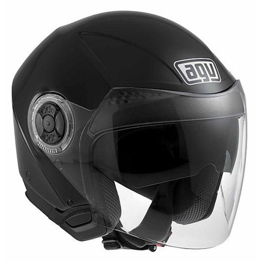 Casque moto Jet Agv New Cityligth Mono Glossy Black avec pare-soleil