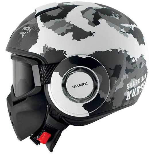 Casque moto jet avec lunettes Shark RAW KURTZ Noir Gris Mat