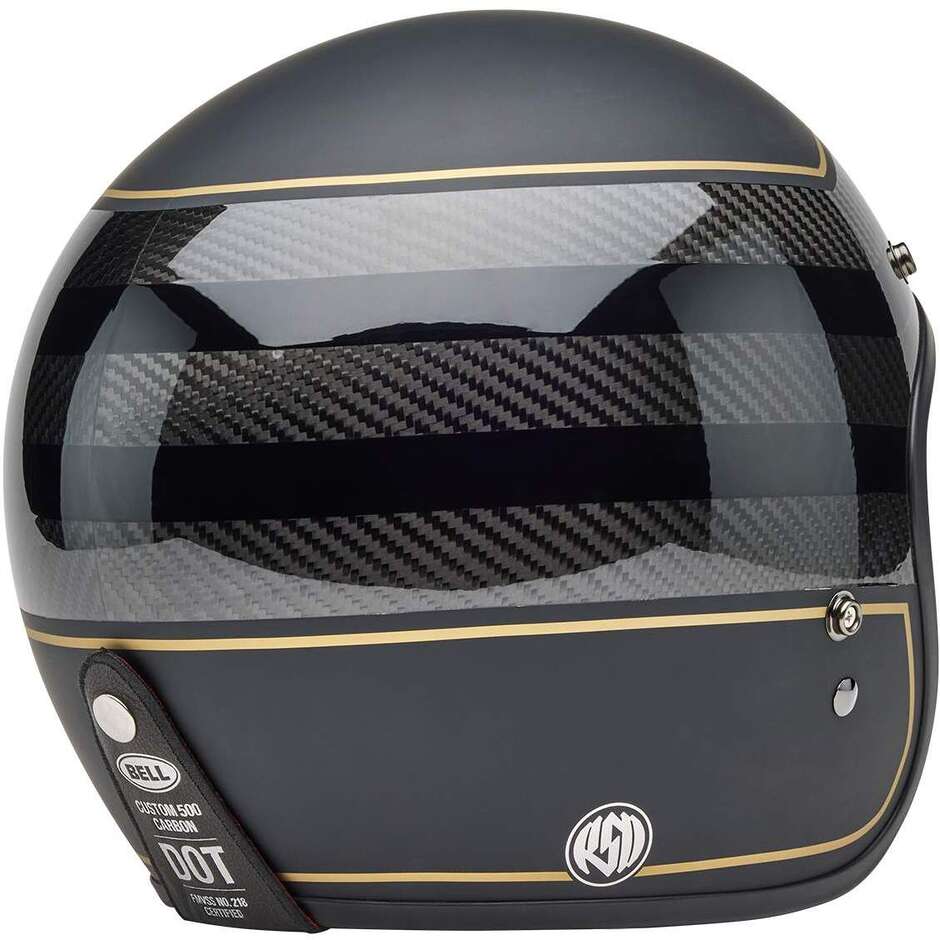 Casque moto jet Bell Custom 500 Carbon Roland Sand The Redodo, noir mat brillant