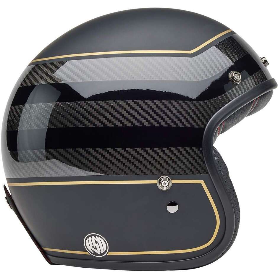 Casque moto jet Bell Custom 500 Carbon Roland Sand The Redodo, noir mat brillant