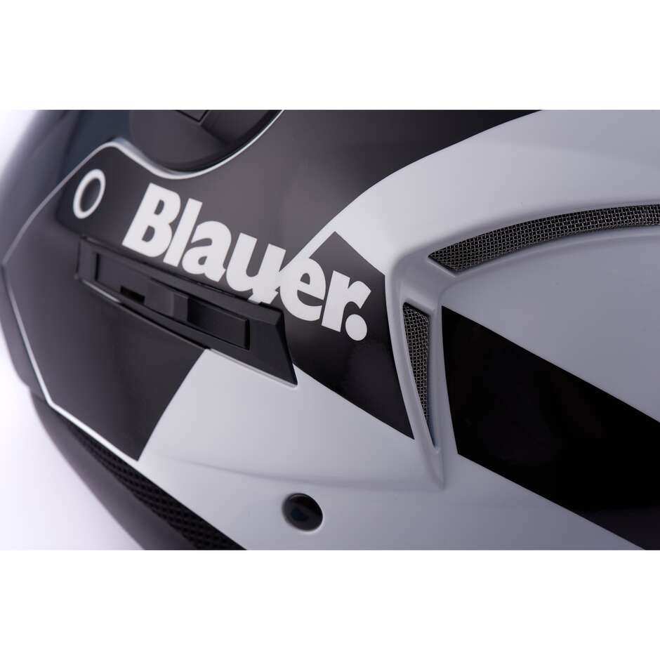 Casque Moto Jet Blauer Double Visière Real Graphic A Blanc Noir