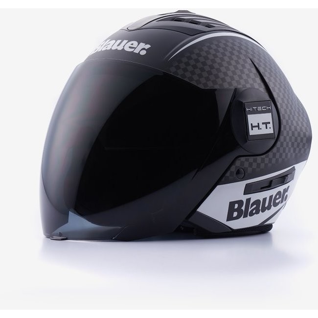 Casque Moto Jet Blauer Double Visière Real Graphic B Blanc Noir