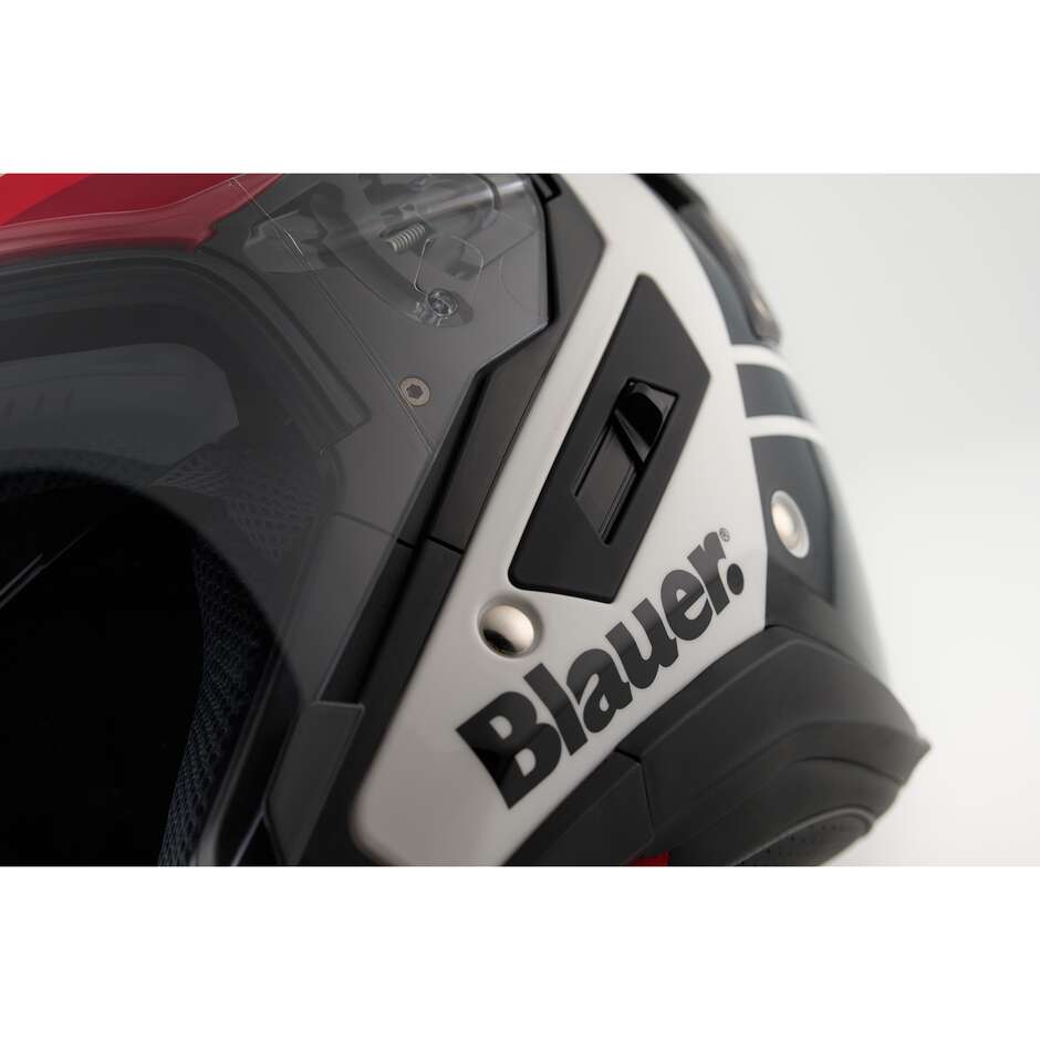 Casque Moto Jet Blauer JJ01 Double Visière Graphique Blanc Noir Rouge