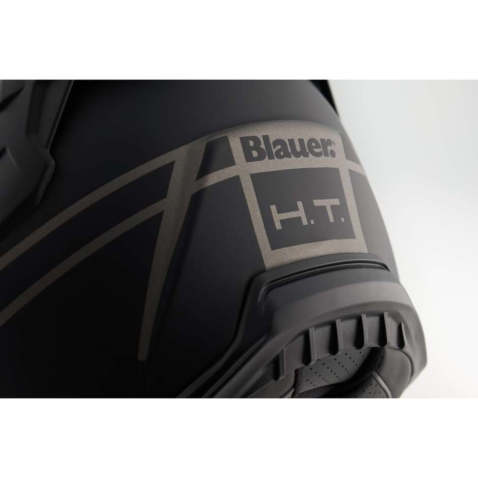 Casque Moto Jet Blauer JJ01 Double Visière Graphique Noir Blanc Bleu Clair