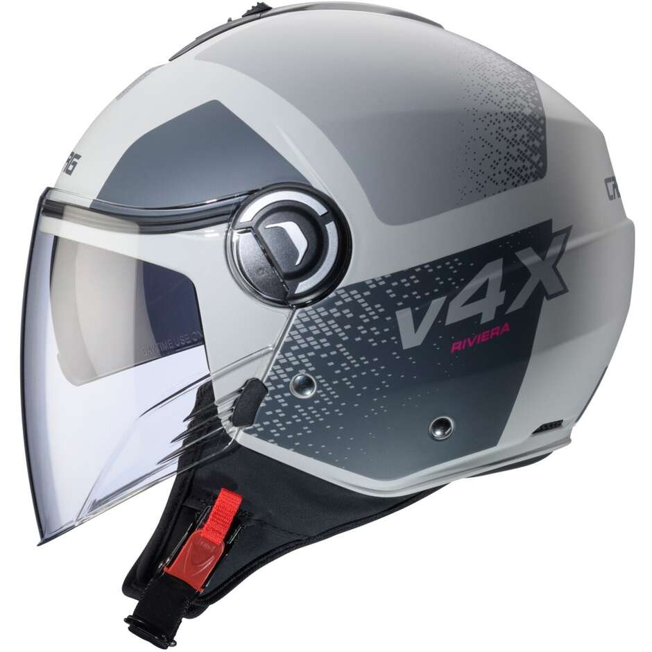 Casque Moto Jet Caberg RIVIERA V4X ALPHA Matt SAND Gris Anthracite