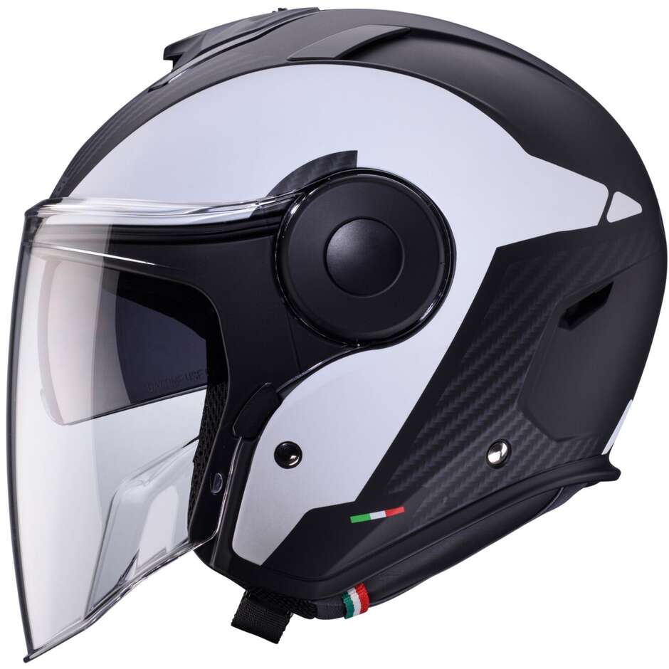 Casque Moto Jet Caberg SOHO MILANO Noir Mat Blanc
