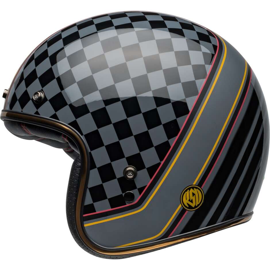 Casque Moto Jet Cafè Racer Bell CUSTOM 500 ROLAND SAND WREAKERS Noir Or Mat Brillant