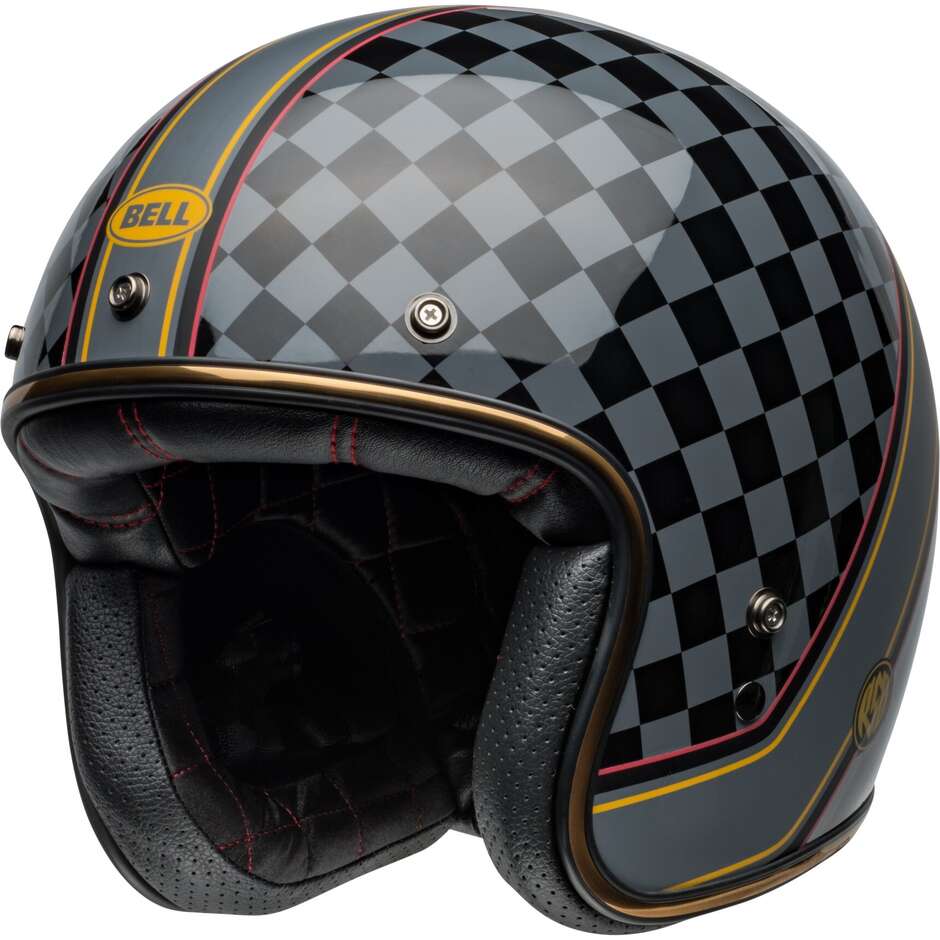 Casque Moto Jet Cafè Racer Bell CUSTOM 500 ROLAND SAND WREAKERS Noir Or Mat Brillant