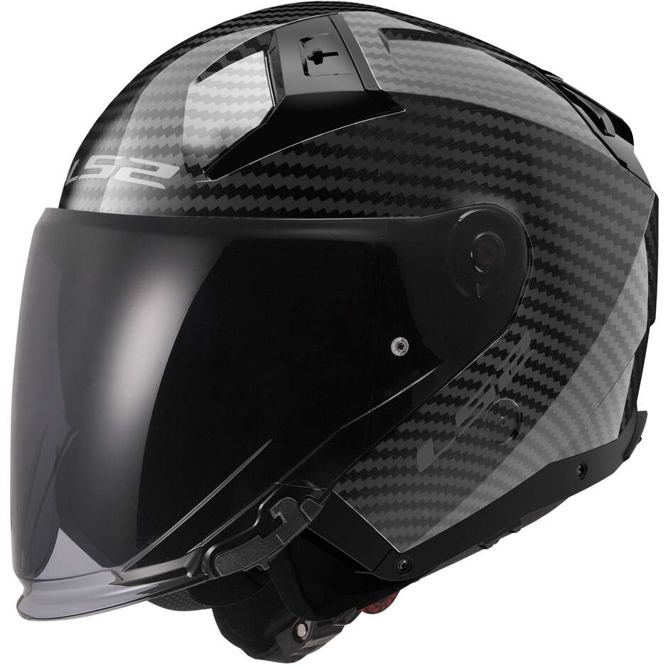 Casque Moto Jet Carbone Ls2 OF603 INFINITY 2 CARBONE Solid Glossy Carbon
