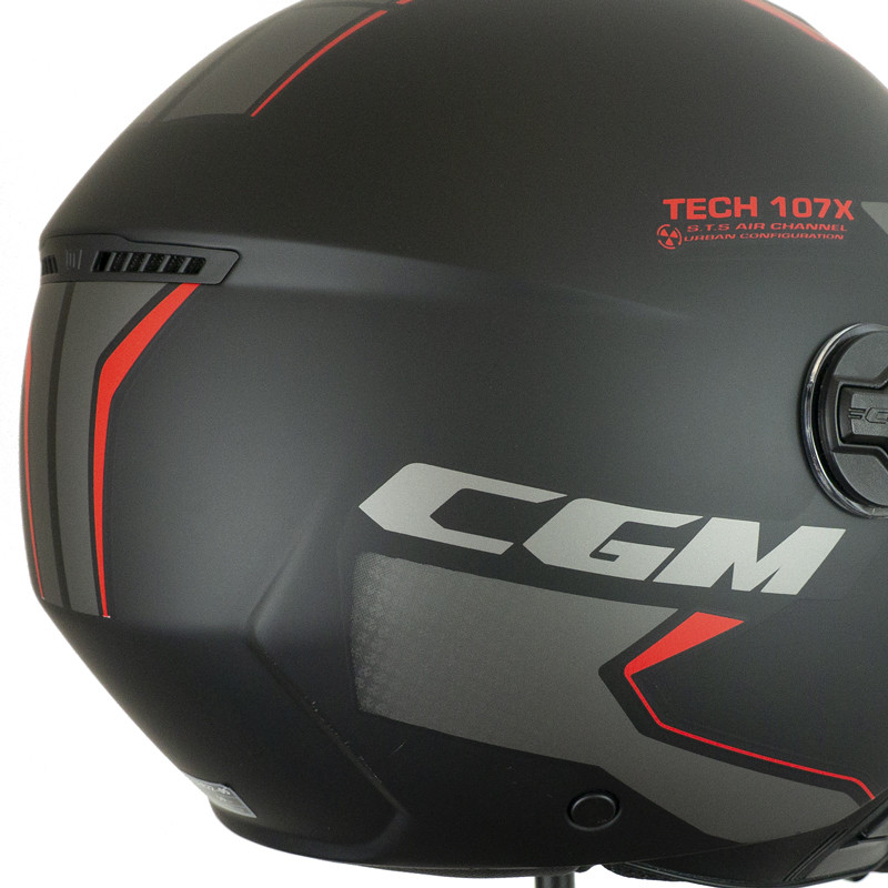 Casque Moto Jet CGM 107X FLORENCE Tech Black Red Opaque Long Visor