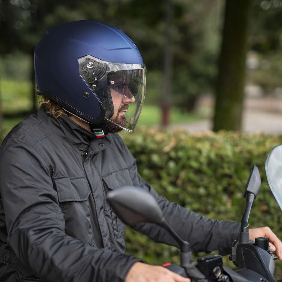 Casque Moto Jet CGM 136A RNA MONO Bleu Satin
