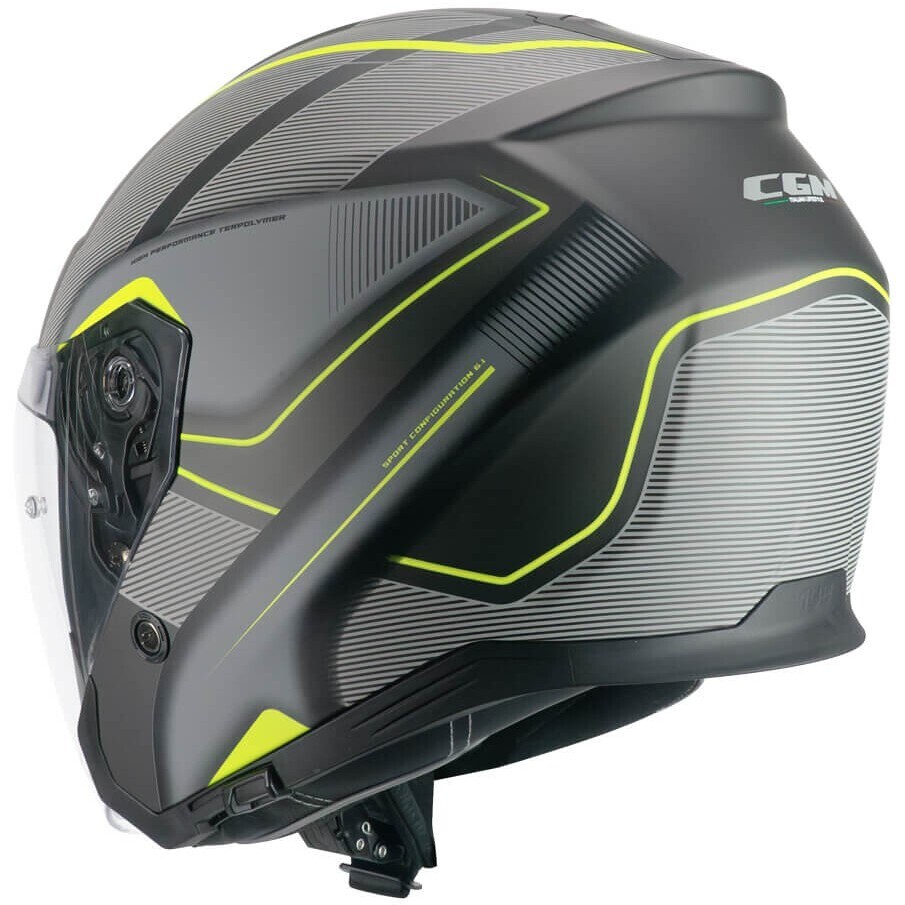 Casque Moto Jet CGM 136G RNA SPORT Gris Jaune Fluo Mat