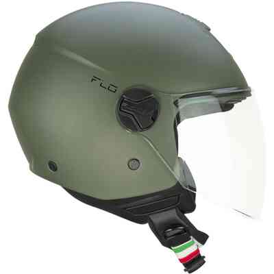 CGM Pix Casque Jet Adulte – Vert Blanc Rouge, Taille L (57 Cm) – Style Italien Vintage Avec Visière Interchangeable