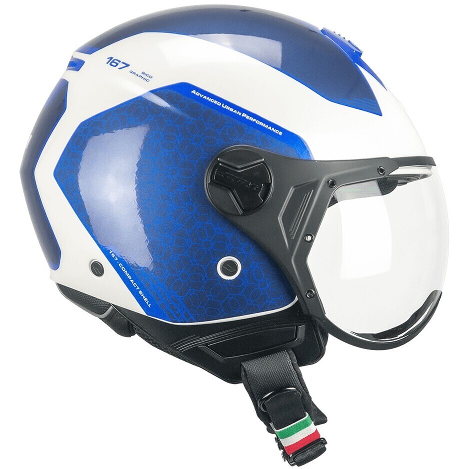 Casque Moto Jet CGM 167L FLO BICO Blanc Bleu