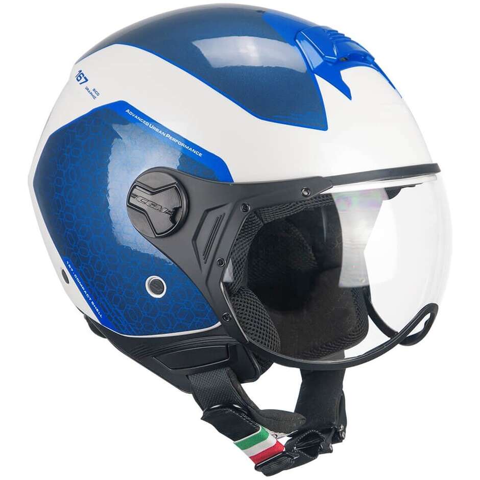 Casque Moto Jet CGM 167L FLO BICO Blanc Bleu