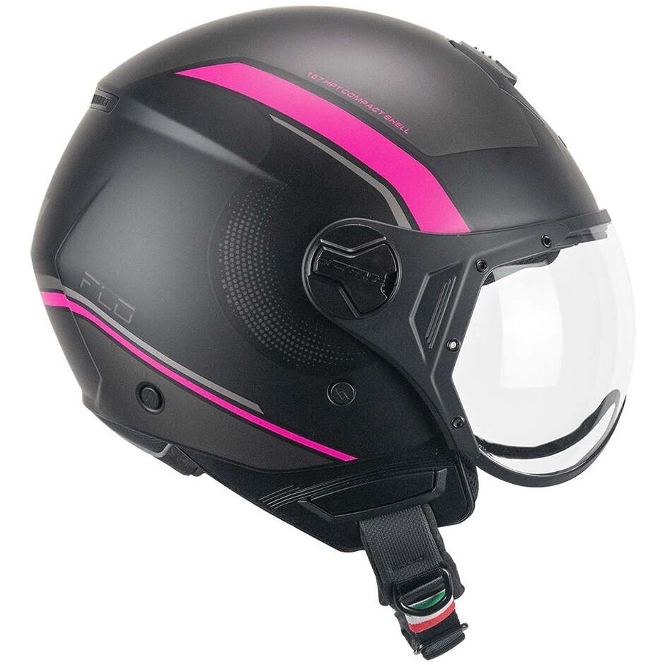 Casque Moto Jet CGM 167M FLO DOT Forme Noir Fluo Mat Fuchsia