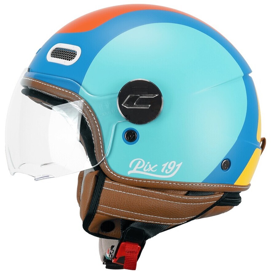 Casque Moto Jet CGM 191G PIX SPRINT Celeste Orange Forme Mat