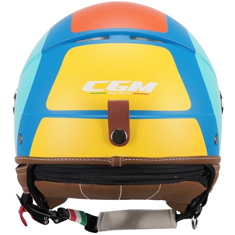 Casque Moto Jet CGM 191G PIX SPRINT Celeste Orange Forme Mat