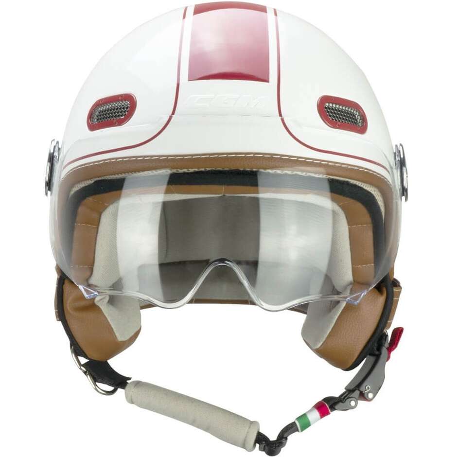 Casque Moto Jet CGM 191V PIX VINTAGE Blanc Bordeaux