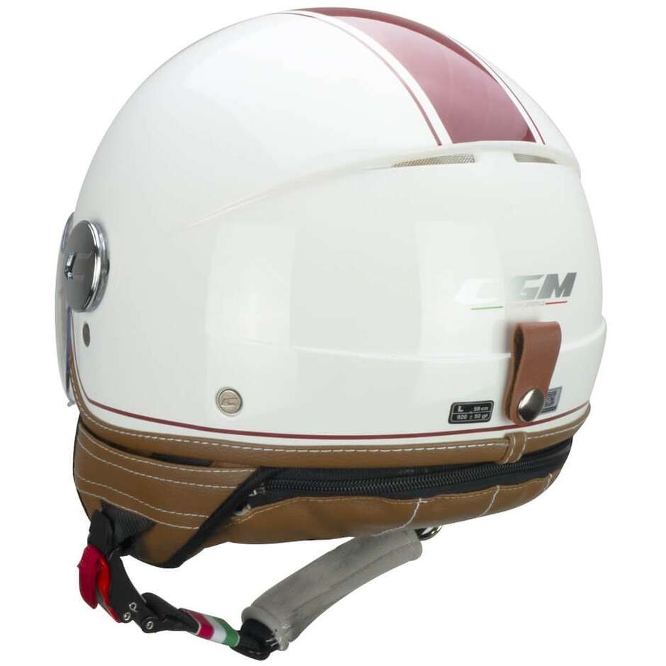 Casque Moto Jet CGM 191V PIX VINTAGE Blanc Bordeaux
