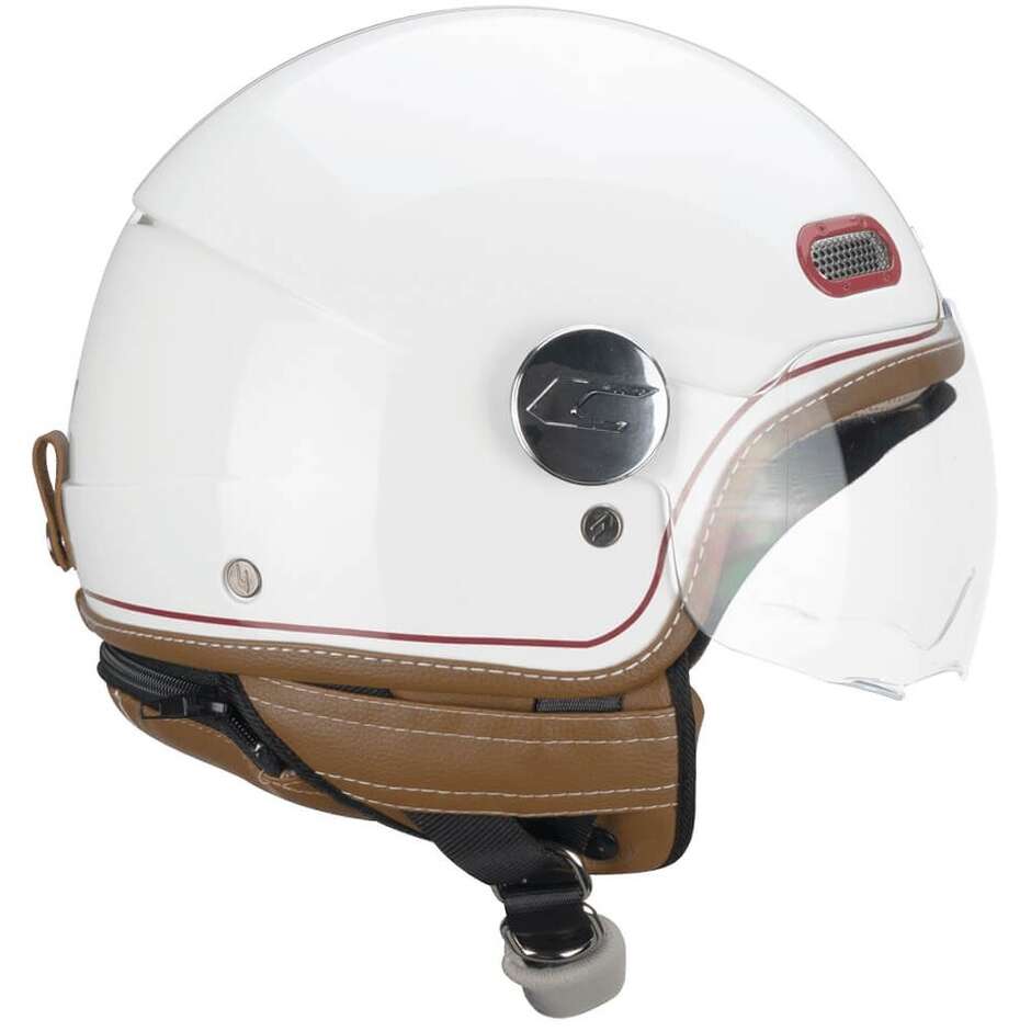 Casque Moto Jet CGM 191V PIX VINTAGE Blanc Bordeaux