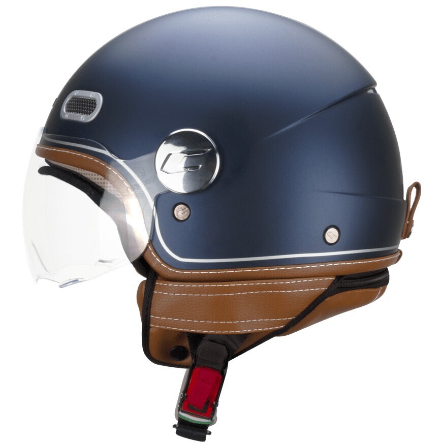 Casque Moto Jet CGM 191V PIX VINTAGE Bleu Argent Forme Satin