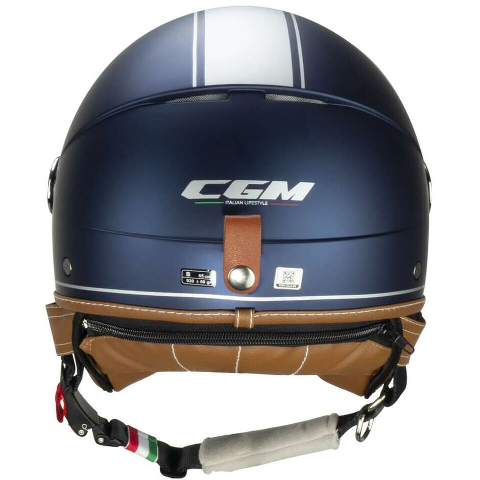 Casque Moto Jet CGM 191V PIX VINTAGE Bleu Argent Forme Satin