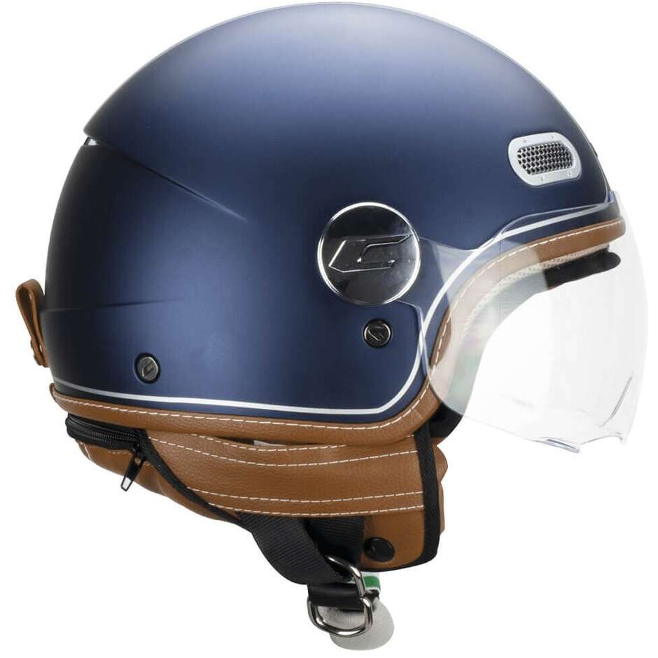 Casque Moto Jet CGM 191V PIX VINTAGE Bleu Argent Forme Satin