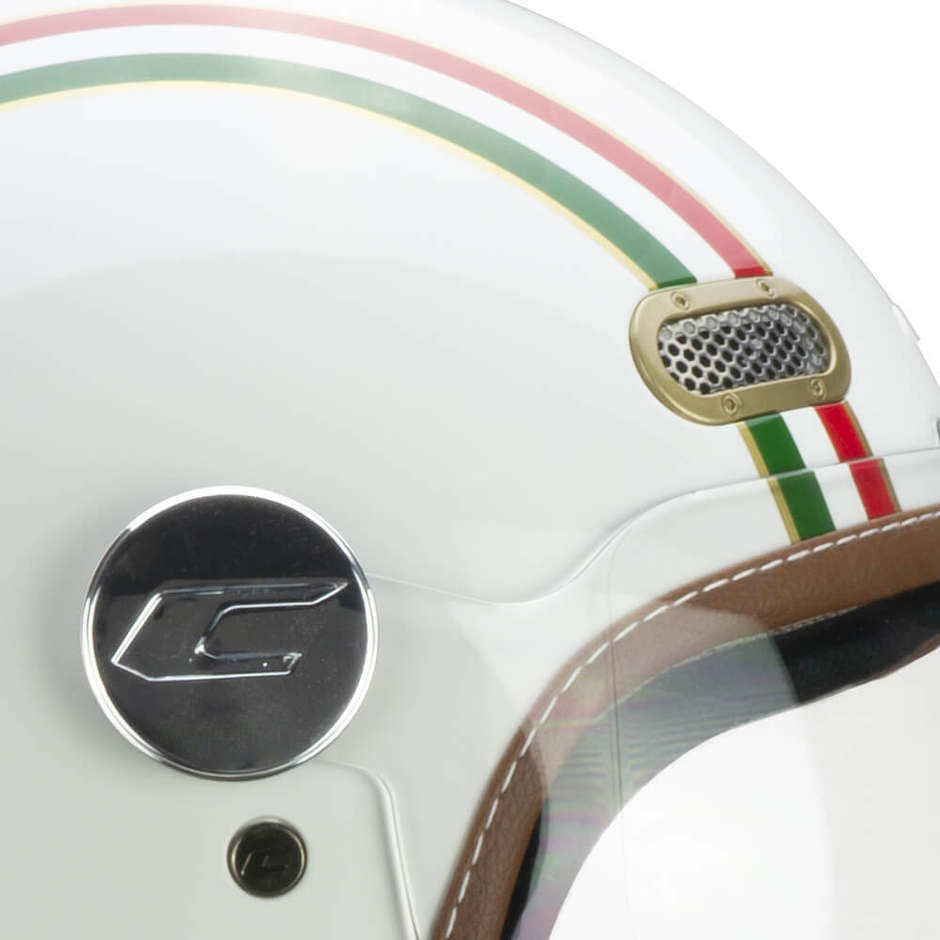 Casque Moto Jet CGM GLOBO Italie Blanc Vert Rouge Visière Forme