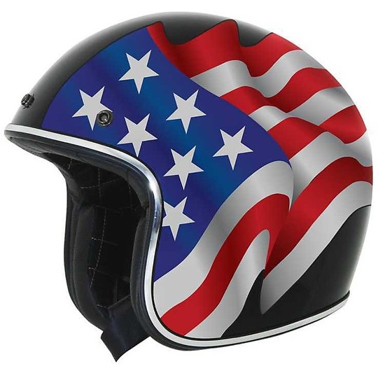 Casque moto Jet Custom AFX FX-76 Flags Freedom Black