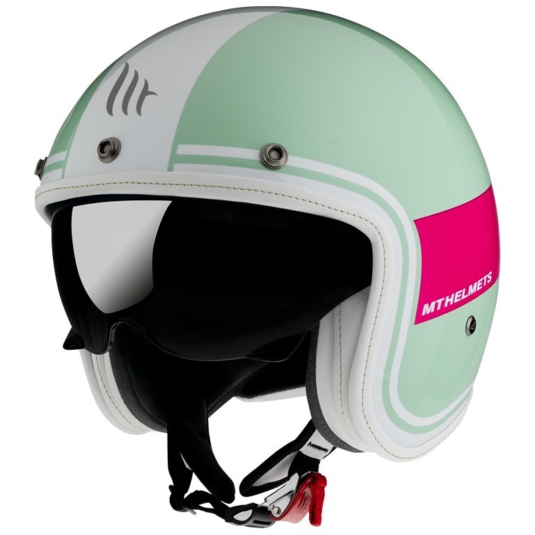 Casque Moto Jet Custom MT Casques Le Mans 2 SV TANT D8 Glossy White Pink