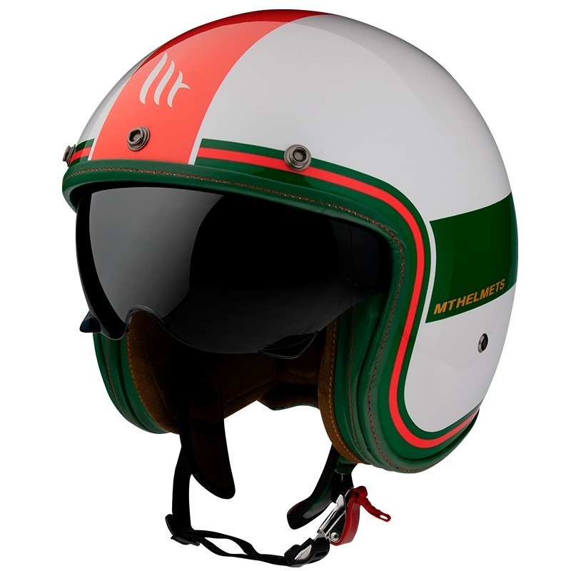 Casque Moto Jet Custom MT Helmets Le Mans 2 SV TANT D5 Glossy White Red