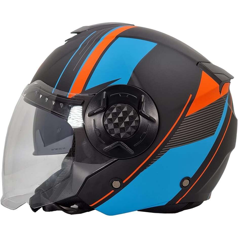Casque Moto Jet CRUIZER DRAX Noir Mat/rouge Double Visière