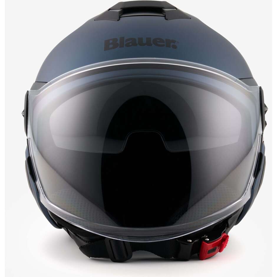 Casque Moto Jet Double Visière Blauer DJ-01 Mono Bleu Mat