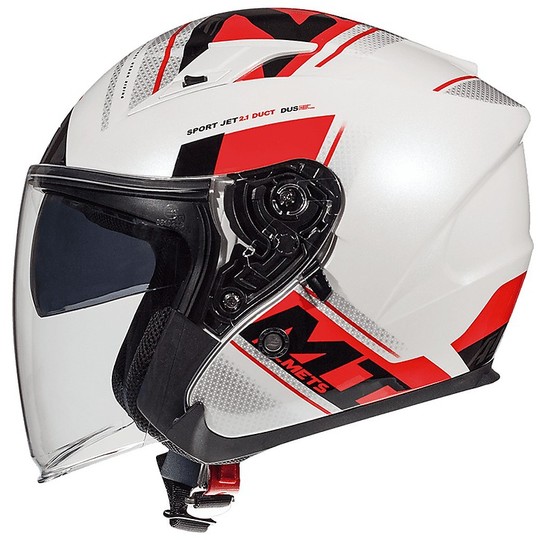 Casque Moto Jet Double Visor MT Casques AVENUE SV SIDEWAY C5 Glossy Red