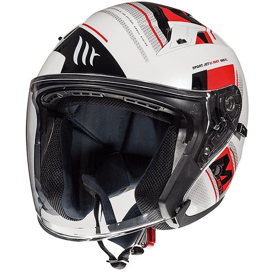 Casque Moto Jet Double Visor MT Casques AVENUE SV SIDEWAY C5 Glossy Red