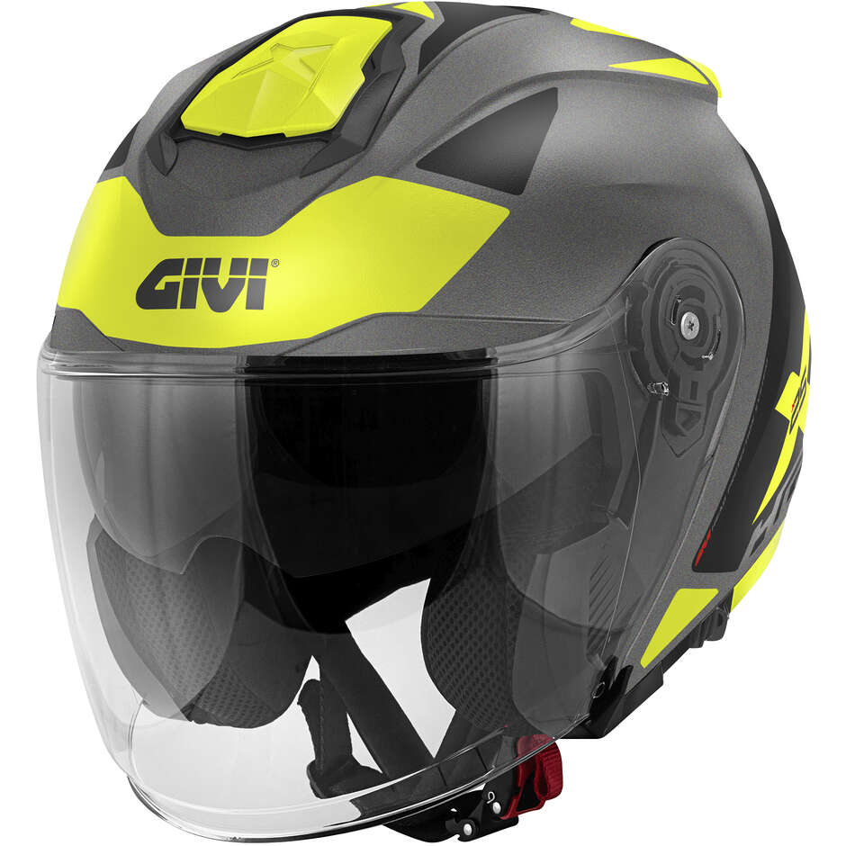 Casque moto jet Givi X.25 TARGET Titanium Noir Jaune