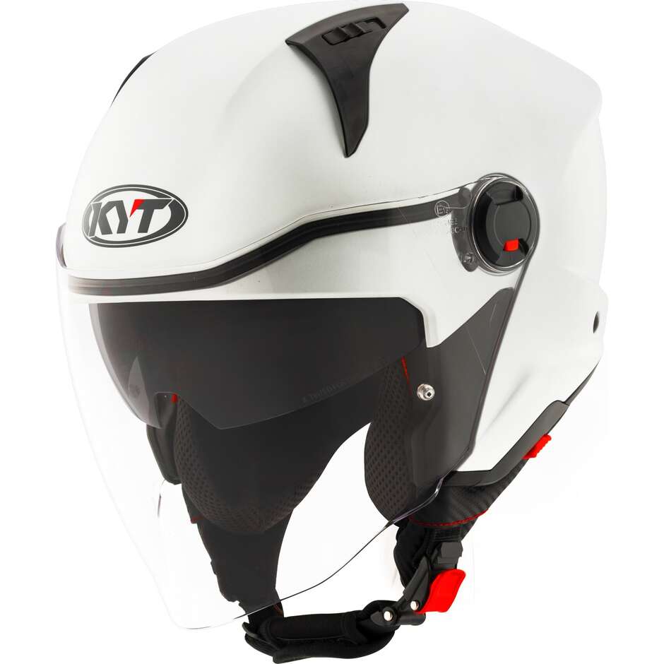 Casque Moto Jet KYT D-CITY PLAIN CRYSTAL Blanc Mat