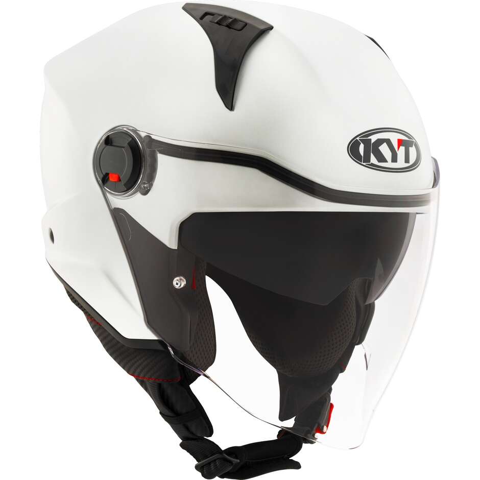 Casque Moto Jet KYT D-CITY PLAIN CRYSTAL Blanc Mat