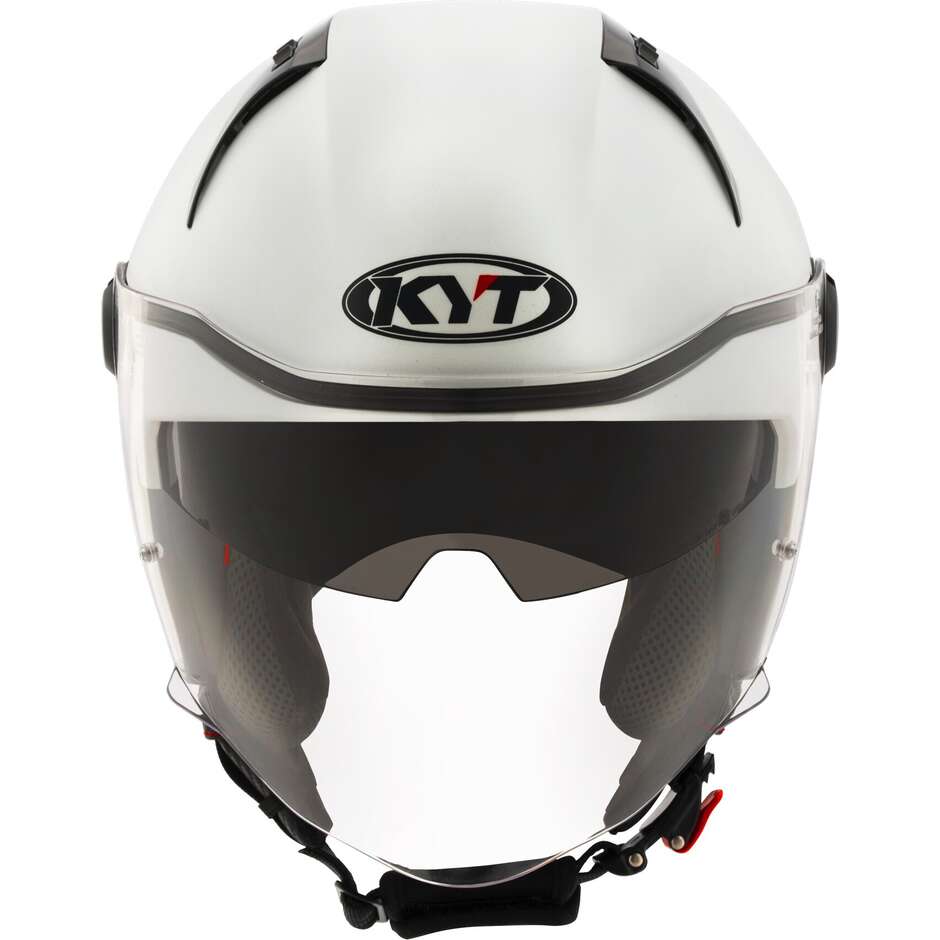 Casque Moto Jet KYT D-CITY PLAIN CRYSTAL Blanc Mat