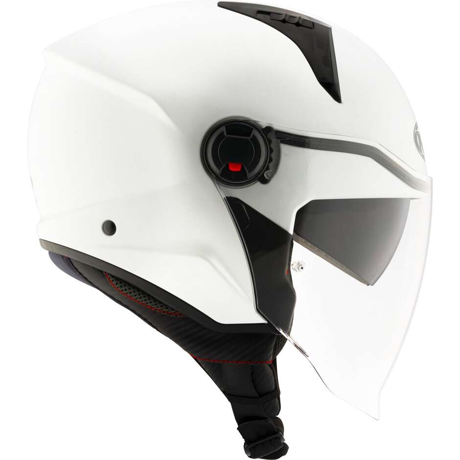 Casque Moto Jet KYT D-CITY PLAIN CRYSTAL Blanc Mat