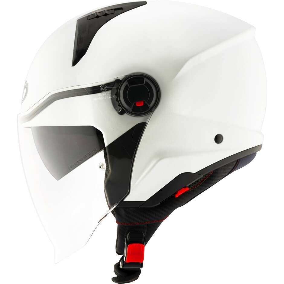 Casque Moto Jet KYT D-CITY PLAIN CRYSTAL Blanc Mat